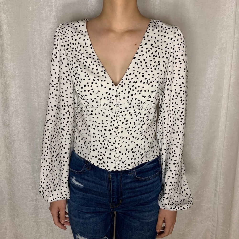 Dynamite Dalmatian Black and White Dot Blouse